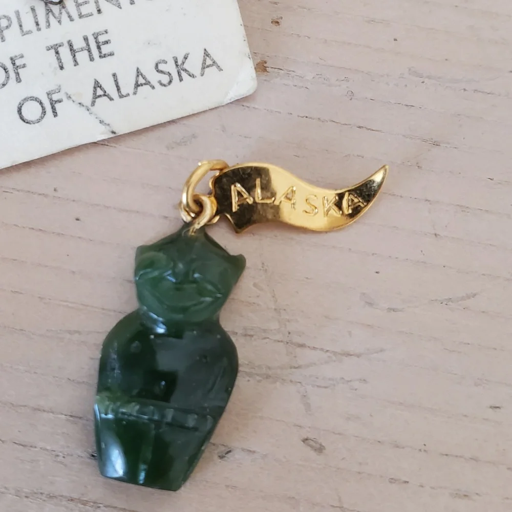 Vintage Copper Enamel Jade Sterling Walrus Bear ALASKA SOUVENIR Pin Charm Bundle - Picture 3 of 3